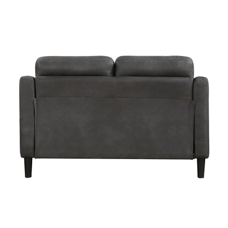 Button-tufted detail on Mallory Gray Loveseat