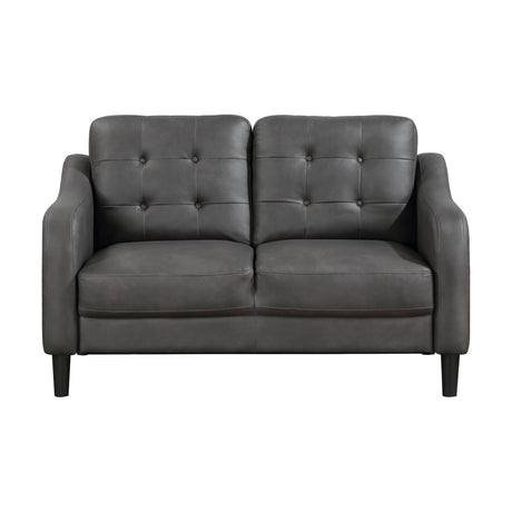Mallory Gray Microfiber Loveseat front angle view