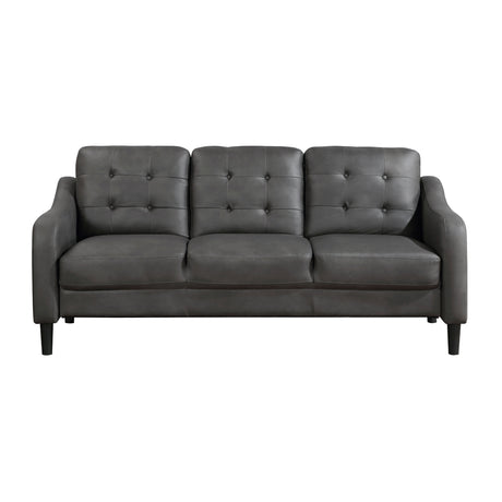 Mallory gray microfiber sofa main front view