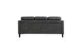 Mallory Gray Microfiber Living Room Set loveseat angled view