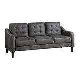 Mallory gray microfiber sofa side angle view