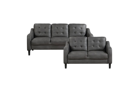 Mallory Gray Microfiber Living Room Set chair close-up seat