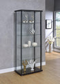 Delphinium 5-Shelf Glass Curio Cabinet Black And Clear - Ella Furniture