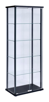 Delphinium 5-Shelf Glass Curio Cabinet Black And Clear - Ella Furniture