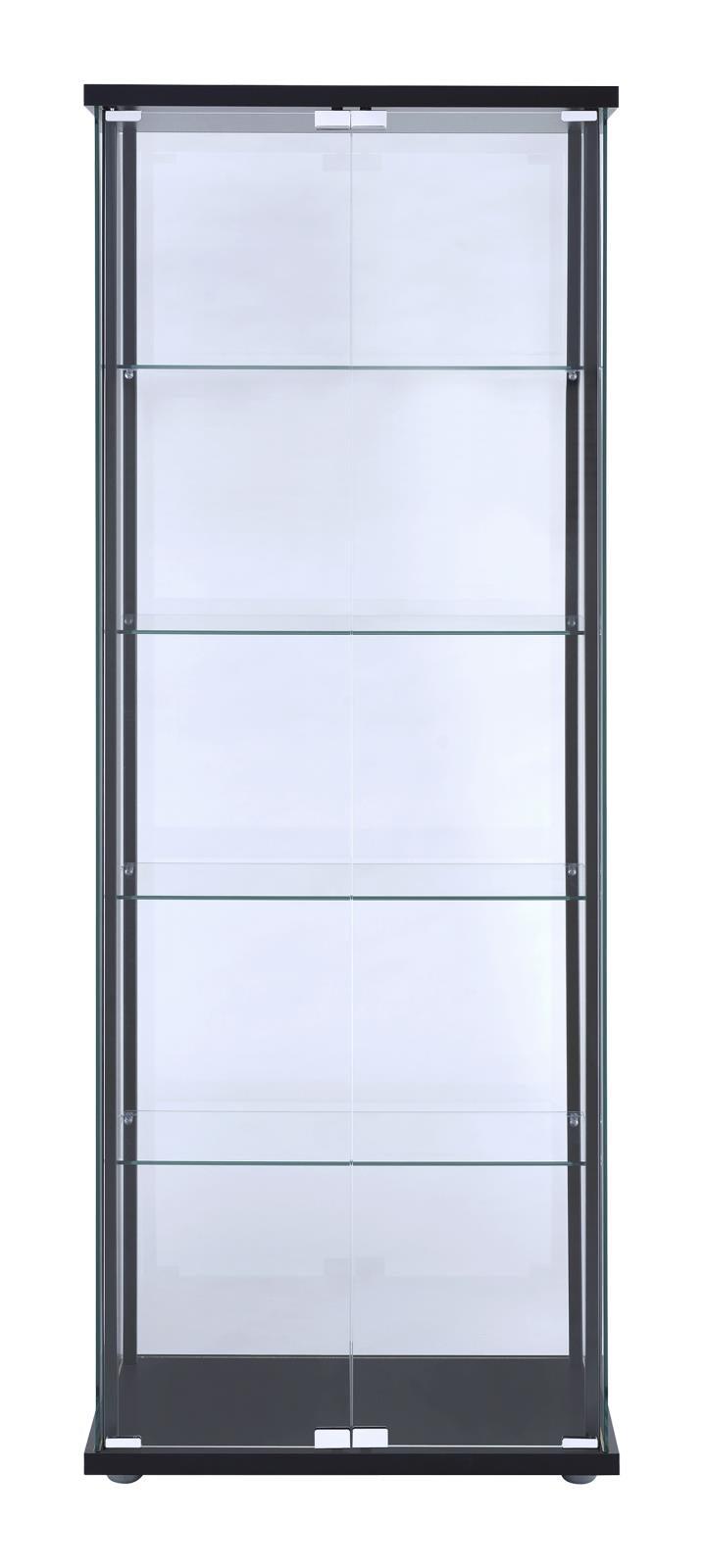 Delphinium 5-Shelf Glass Curio Cabinet Black And Clear - Ella Furniture