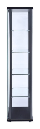 Delphinium 5-Shelf Glass Curio Cabinet Black And Clear - Ella Furniture