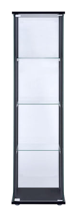 Close-up of black frame and glass door pull handle