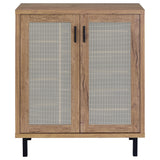 Close-up of metal mesh detail on cabinet door
