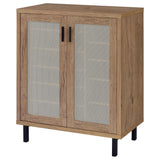Top view showing natural oak finish on shoe cabinet