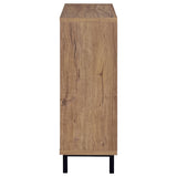 Shoe cabinet demonstrating height and storage capacity