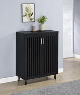 Brixton shoe cabinet side view showing metal legs