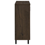Shoe cabinet with shoes stored on adjustable shelves