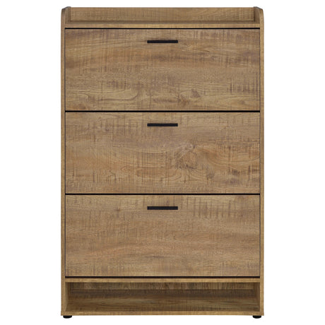 Denia shoe cabinet showing open lower shelf with shoes