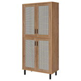 Top view of shoe storage cabinet with natural oak finish
