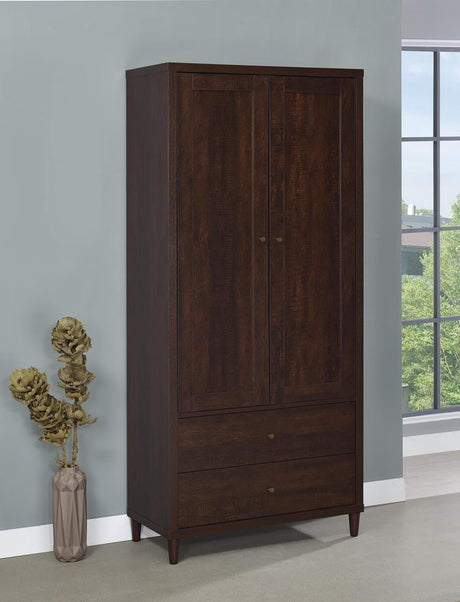 Wadeline 2-Door Tall Accent Cabinet Rustic Tobacco front view