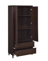 Wadeline 2-Door Tall Accent Cabinet Rustic Tobacco close-up of drawer