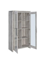 Alejo 2-Door Tall Curio Cabinet open doors display interior shelves