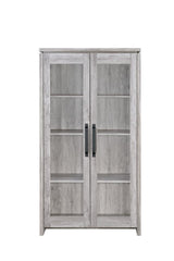 Alejo 2-Door Tall Curio Cabinet side view with metal pull handles