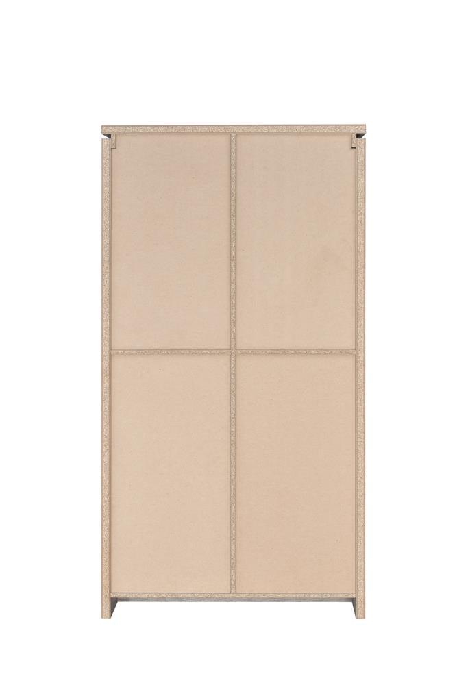 Alejo 2-Door Tall Curio Cabinet top close-up of dark espresso finish