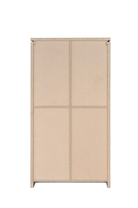 Alejo 2-Door Tall Curio Cabinet top close-up of dark espresso finish