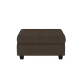 Front view of Maston Chocolate Microfiber Fabric Tufted Storage Ottoman