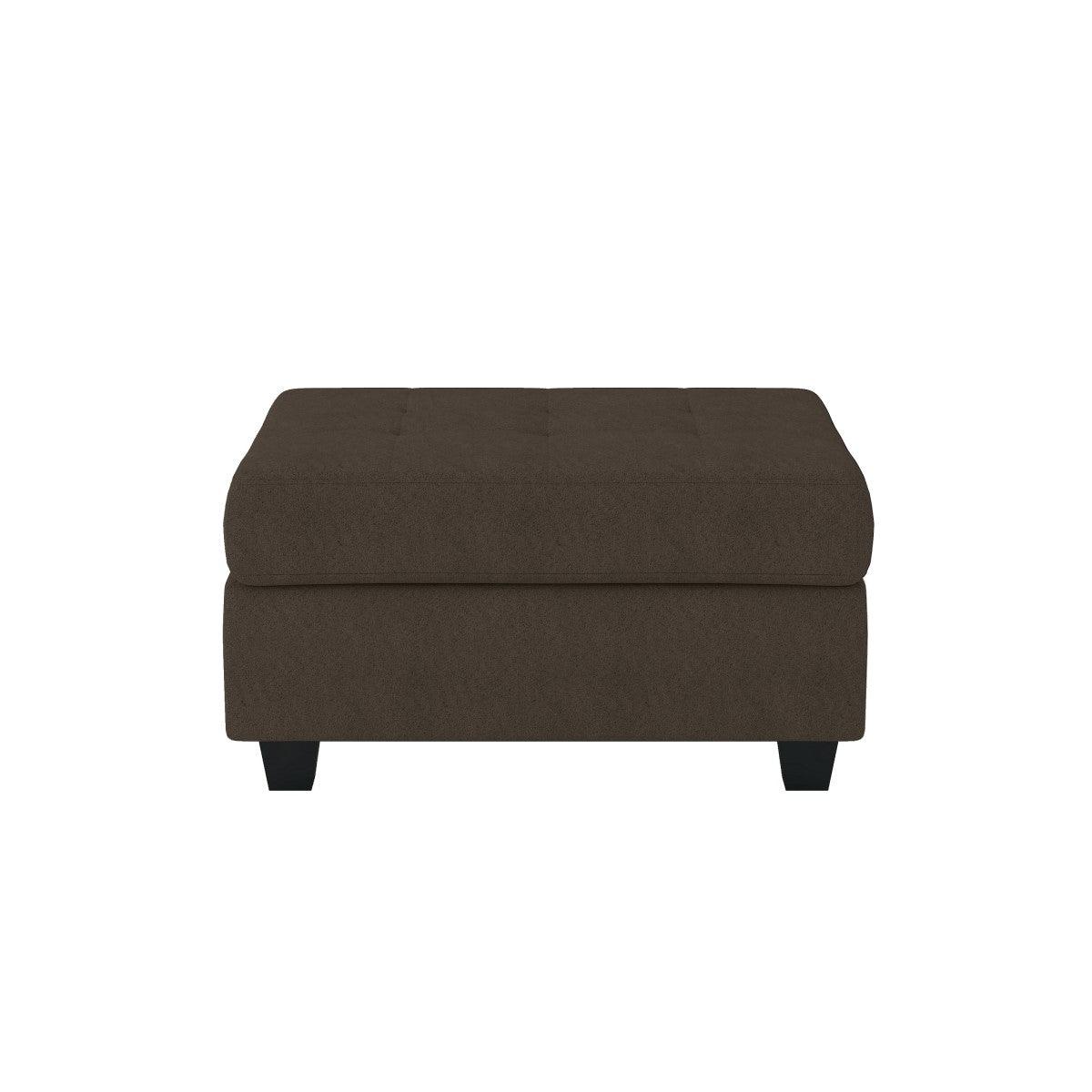 Front view of Maston Chocolate Microfiber Fabric Tufted Storage Ottoman