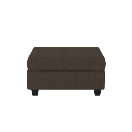 Front view of Maston Chocolate Microfiber Fabric Tufted Storage Ottoman