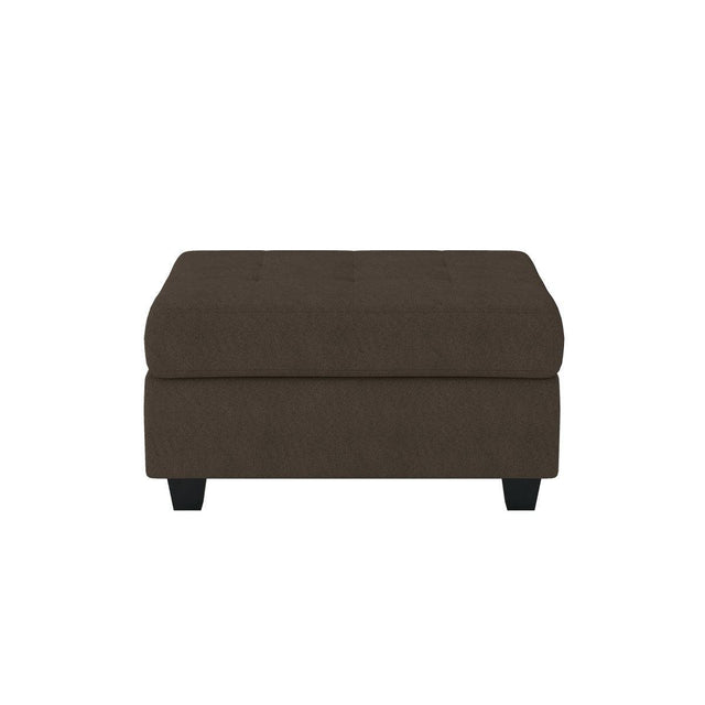 Front view of Maston Chocolate Microfiber Fabric Tufted Storage Ottoman