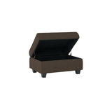 Open storage compartment of Maston Chocolate Tufted Ottoman