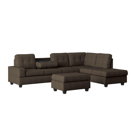Maston Brown Fabric 2-Piece Reversible Sectional sofa main front view