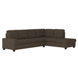 Detail view of Maston Chocolate Fabric 2-Piece Reversible Sectional sectional sofa
