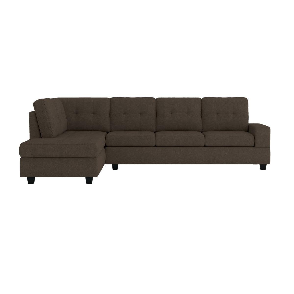 Side view of Maston Chocolate Fabric 2-Piece Reversible Sectional sectional sofa