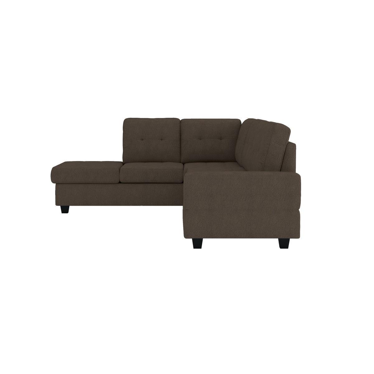 Detail view of Maston Chocolate Fabric 2-Piece Reversible Sectional sectional sofa
