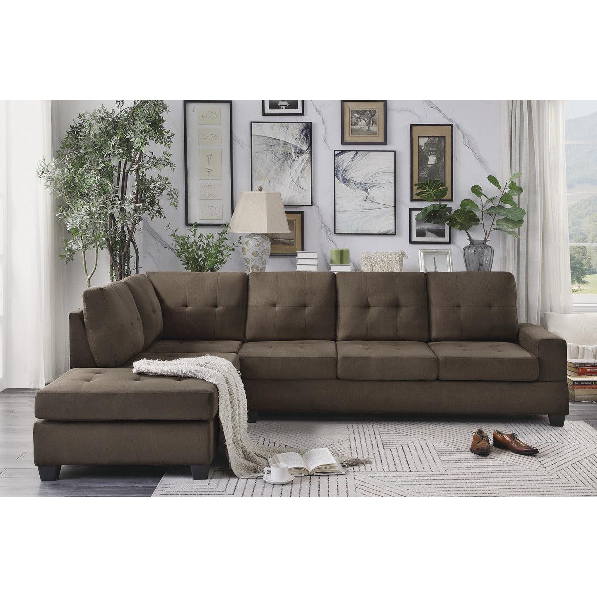 Main view of Maston Chocolate Fabric 2-Piece Reversible Sectional sectional sofa seating