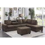 Side view of Maston Chocolate Fabric 2-Piece Reversible Sectional sectional sofa seating