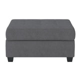 Maston dark gray tufted microfiber storage ottoman front view