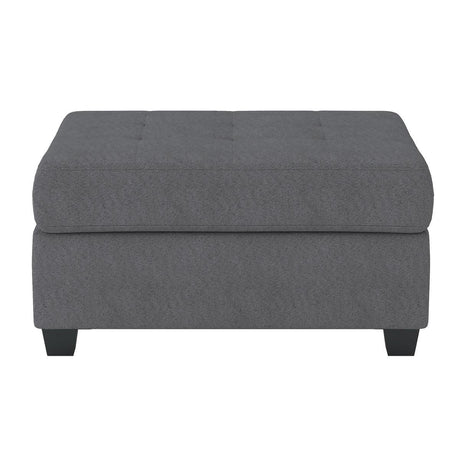 Maston dark gray tufted microfiber storage ottoman front view
