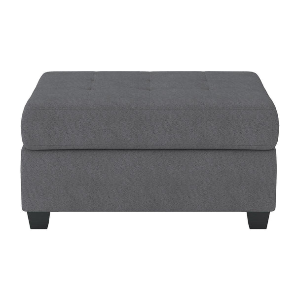 Maston dark gray tufted microfiber storage ottoman front view