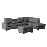 Maston Gray Fabric 2-Piece Reversible Sectional with Storage Ottoman main view