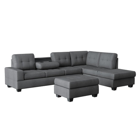 Maston Gray Fabric 2-Piece Reversible Sectional with Storage Ottoman main view