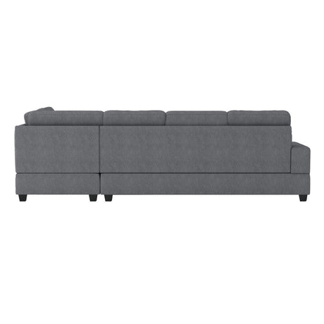 Maston Gray Fabric Sectional showing drop-down cup holders