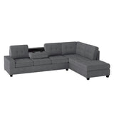Side angle of Maston Gray Sectional with Storage Ottoman