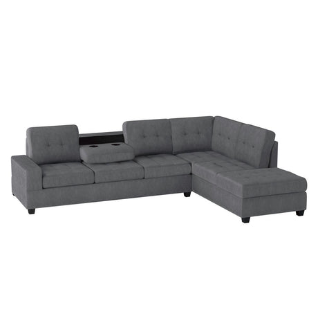 Side angle of Maston Gray Sectional with Storage Ottoman