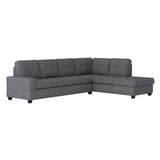 Side view of Maston dark gray 2-piece reversible sectional sofa