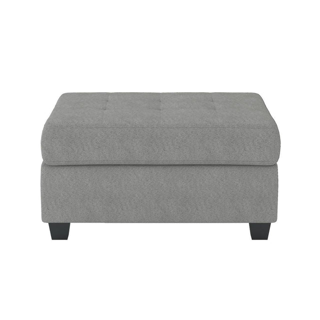 Maston Gray tufted microfiber storage ottoman, front view