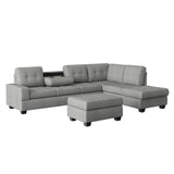 Main view of Maston light gray fabric 2-piece reversible sectional sofa