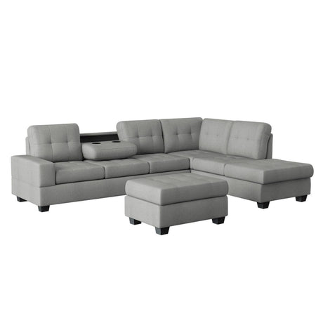 Main view of Maston light gray fabric 2-piece reversible sectional sofa