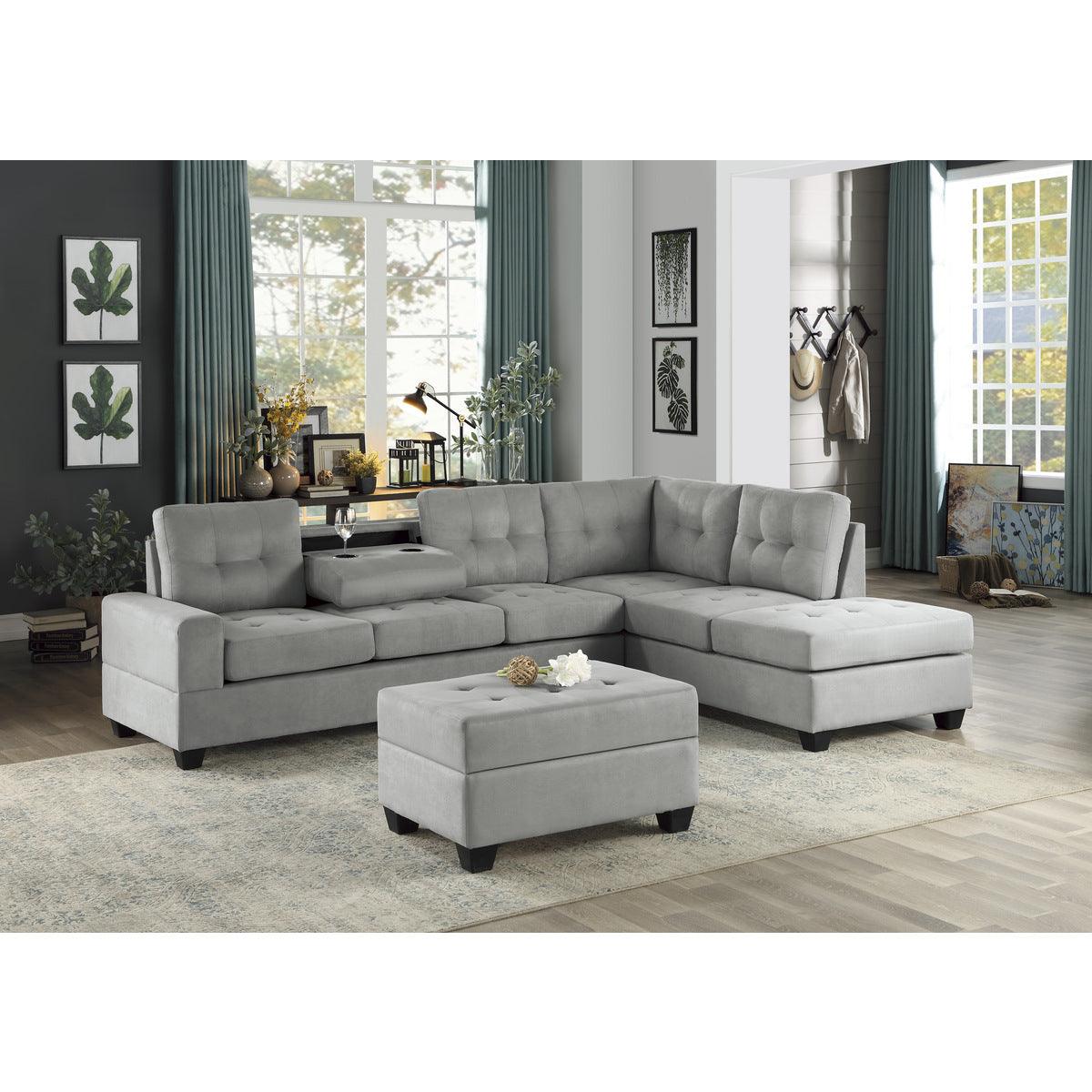 Drop-down cup holder feature on Maston sectional