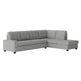Side view of Maston light gray fabric 2-piece reversible sectional sofa