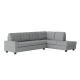 Close-up detail of gray microfiber upholstery